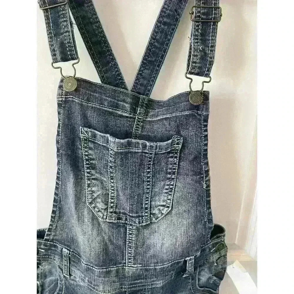 NWT Wallflower Overalls Women's size M The Tomboy Ankle Bib Dark Blue Stretch - Picture 3 of 7